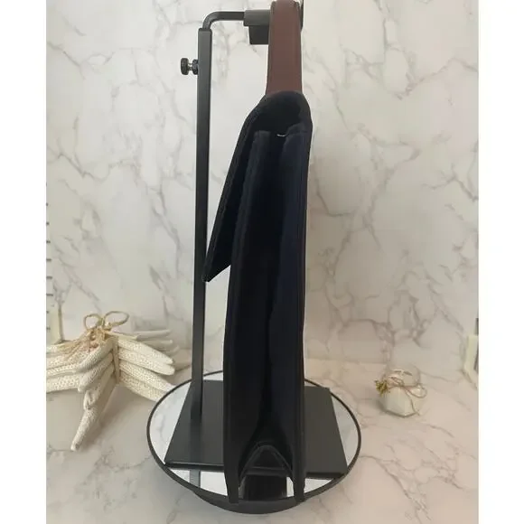 YVES SAINT LAURENT Vintage Top Handle Black Nylon Bag Brown Leather Trim EUC - Picture 9 of 11